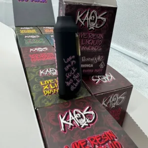 Kaos Vape Disposable available for sale now in stock, Kaos liquid diamond disposable available for sale, Buy Kaos 2G black cherry gelato strain, 2G liquid