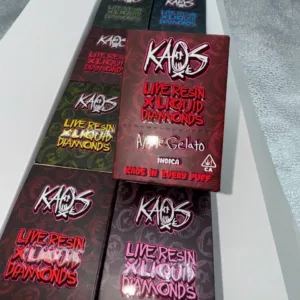 2g Kaos Liquid Diamonds for sale now in stock, Buy Kaos liquid diamond disposable available for sale, Buy Kaos 2G black cherry gelato strain, Buy 2G kaos