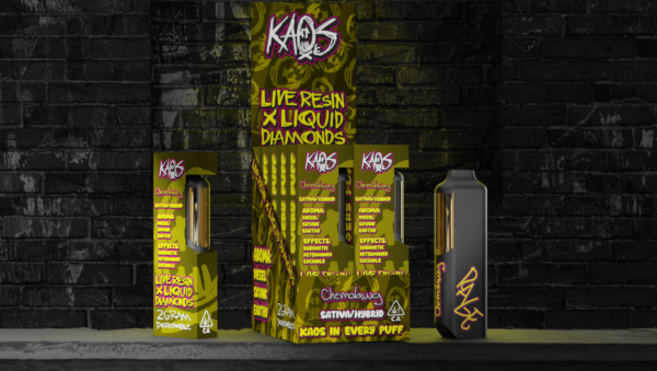 Kaos 2g vape available for sale now in stock, Kaos liquid diamond disposable available for sale, Buy Kaos 2G black cherry gelato strain, Kaos 2g