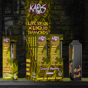 Kaos Vape Flavors available for sale now in stock, Kaos liquid diamond disposable available for sale, Buy Kaos 2G black cherry gelato strain, 2G kaos