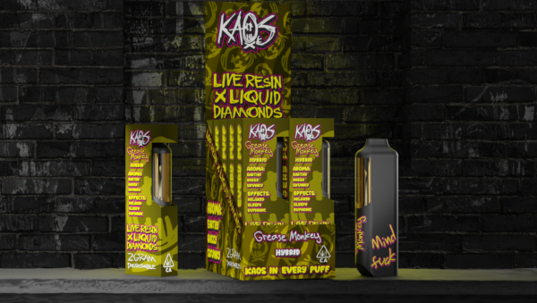 Kaos Vape Flavors available for sale now in stock, Kaos liquid diamond disposable available for sale, Buy Kaos 2G black cherry gelato strain, 2G kaos