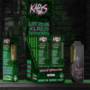 Kaos Bar Vape available for sale now in stock, Kaos liquid diamond disposable available for sale, Buy Kaos 2G black cherry gelato strain, Buy 2g kaos