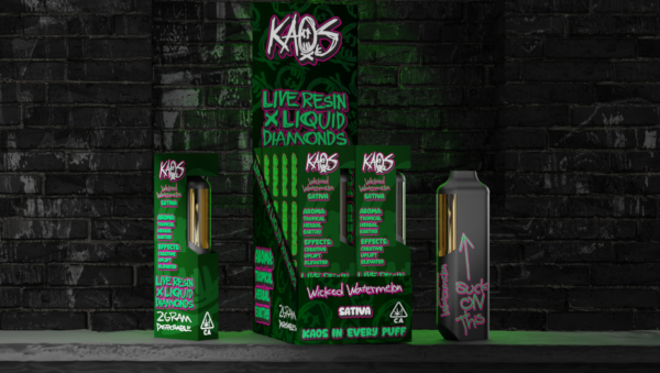 Kaos Bar Vape available for sale now in stock, Kaos liquid diamond disposable available for sale, Buy Kaos 2G black cherry gelato strain, Buy 2g kaos